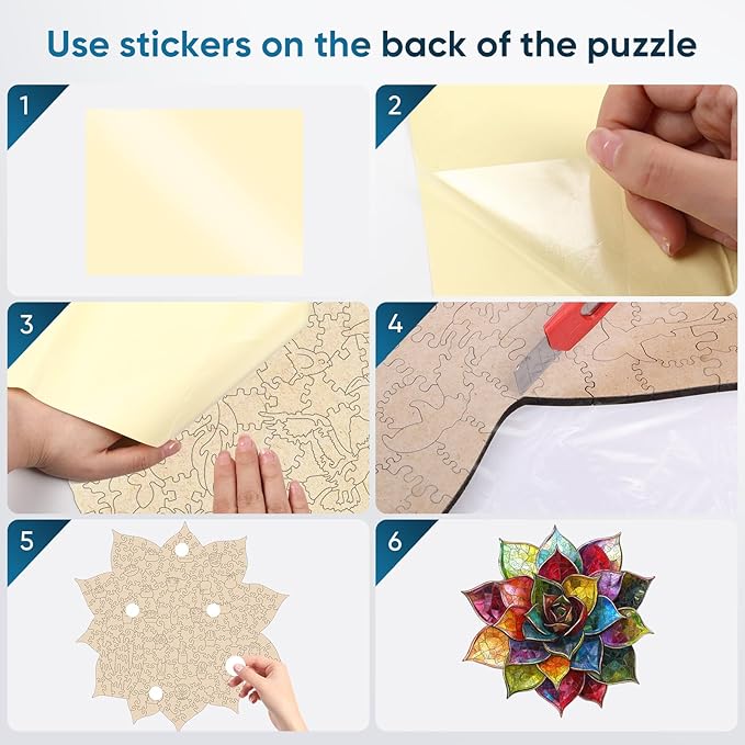 Puzzles for Adults 500 Pieces,Colorful Succulent Wooden Puzzles, 5MM Thick Unique Shaped Flower Jigsaw Puzzles Birthday Gifts for Kids Family Game 16.8 * 16.9inch