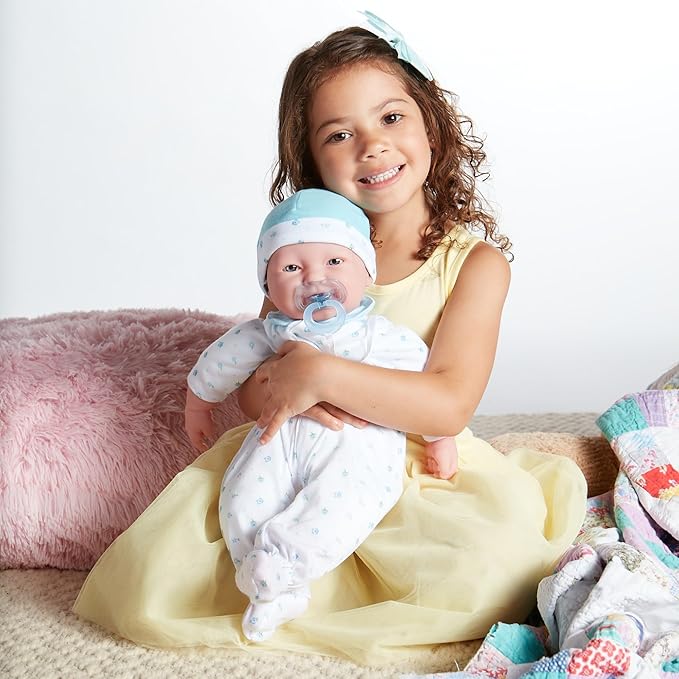Caucasian 20-inch Large Soft Body Baby Doll | JC Toys - La Baby | Washable |Removable Blue Outfit w/ Hat and Pacifier| For Children 2 Years +