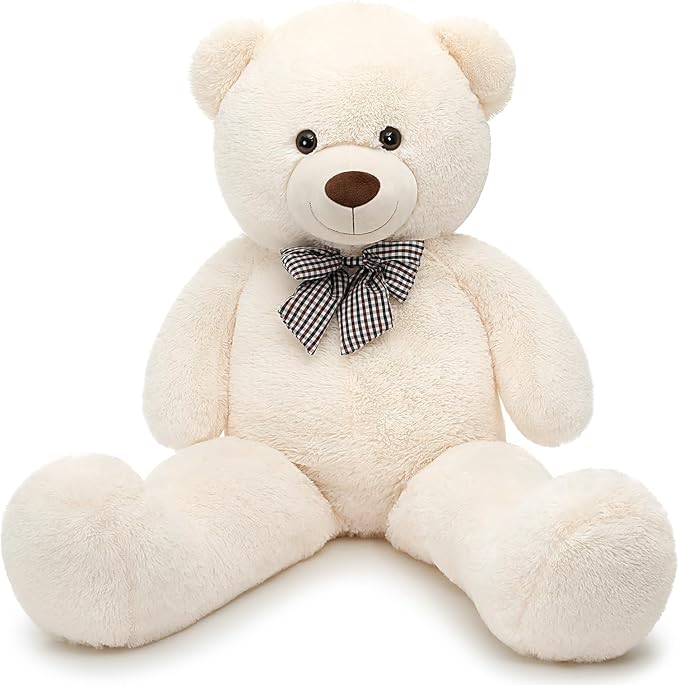 MorisMos Bow Tie Giant Teddy Bear, 39inch Large Teddy Bear Plush, Soft Big Bears for Girls Girlfriend, White