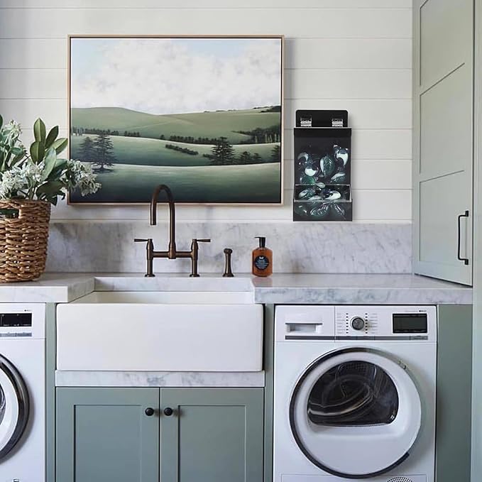 Sumnacon Acrylic Dispenser-Countertop Storge Container for Candy Shoe Covers Golves Hairnets Earplugs,Black Laundry Pod Dispenser with Lids,Wall Storage Dispenser for Laundry Room Pantry Office Store