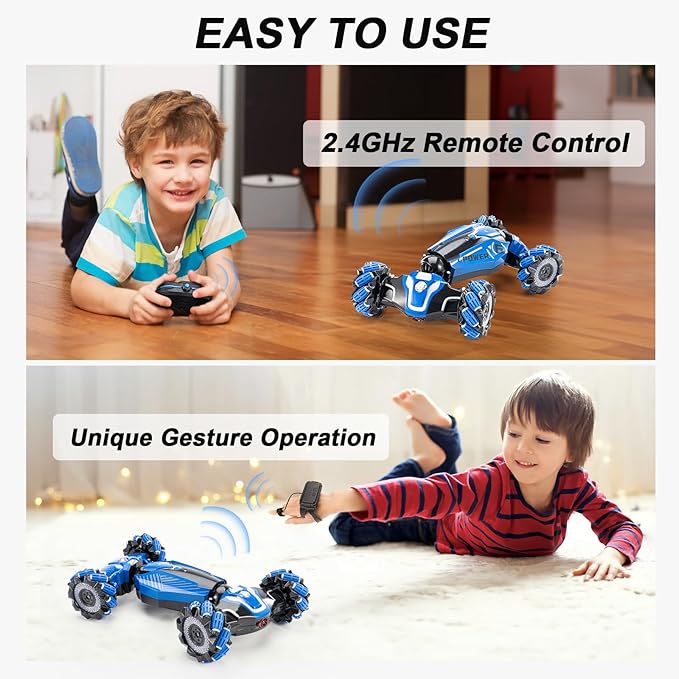 Gesture Sensing RC Stunt Car, 4WD Drift Remote Control Car with 360° Flips, Lights & Music, for Boys Girls Ages 4-12