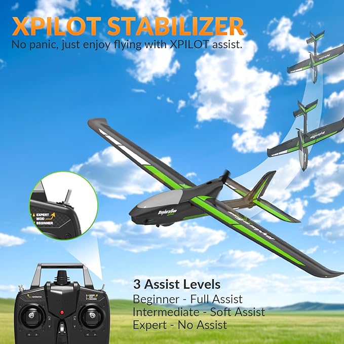 RC Plane 4 Channel Ranger 600 Remote Control Airplane Toys, 2.4GHz Easy to Fly RTF RC Glider Aeroplane with 6 Axis Gyro 2 Batteries for Adults Kids Beginners Boys