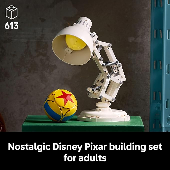 LEGO Ideas Disney Pixar Luxo Jr. - Room Decor and Building Set for Adults - Office and Desk Decor for Women and Men, Ages 18+ - Brick-Built Lamp DIY Kit - Collectible Gift Idea for Movie Fans - 21357