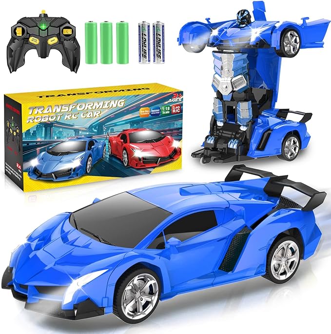 Remote Control Car Toys - Transforming RC Cars for Kids, Transform Toys Car Robot, Gift Kids Toys for 3 4 5 6 7 8 10 12 Years Old Boy, Blue