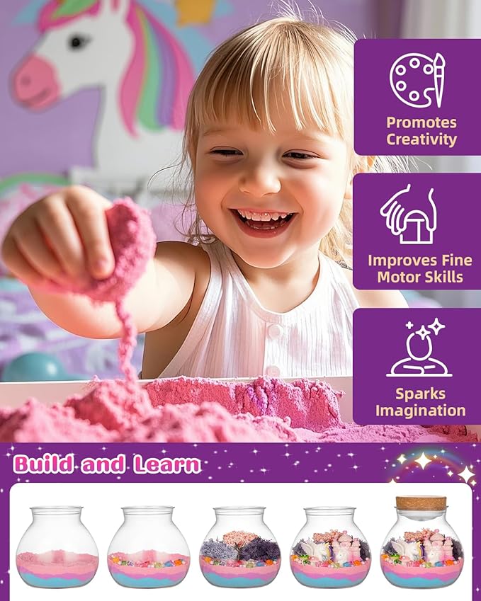 Light-Up Unicorn Terrarium Kit for Kids, DIY Arts & Crafts Gift for Girls Ages 4 5 6 7 8-12 Year Old, LED Night Light with Remote, Best Birthday Easter Unicorn Toys Gifts for Girls Kid