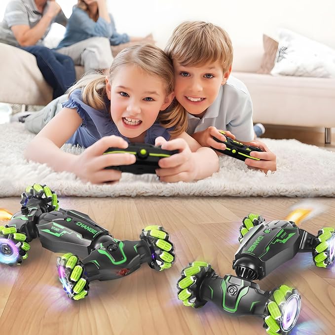 FEIMUOSI Remote Control Car RC Toys: - Drift Rc Car Rechargeable Toy Cars with Light Music Gesture Sensing Stunt Transformer 360° Rotating Hand Controlled Christmas Birthday Gift for Boys 4-7