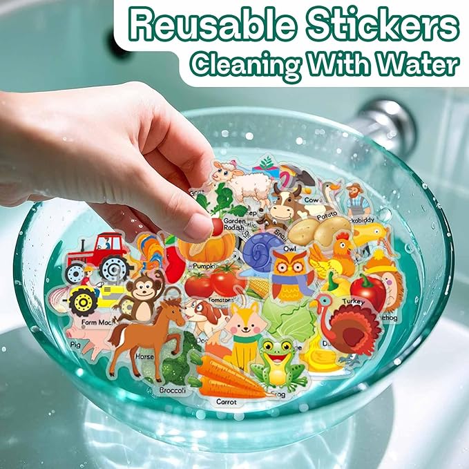 Reusable Sticker Books for Toddlers 1-3, 3 Sets Sticker Books for Toddlers 2-4 Years, Toddler Travel Toys for Kids 2 3 4 Year Old Girls Boys