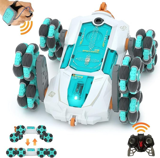 8WD Hand Controlled RC Stunt Car, Gesture Sensing Remote Control Crawler Car for Boys Age 8-13, 2.4Ghz Climbing Toys for Kid 10 11 12 Year Old, Christmas Birthday Gifts for Boys Girls (White)