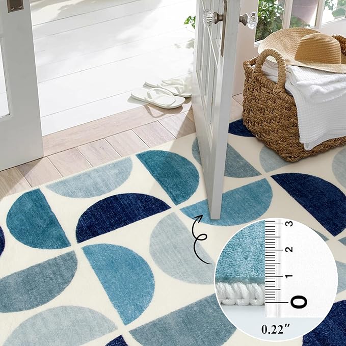 Lahome Boho Bedroom Rug, 4x6 RugUltra-Thin Blue Rug for Living Room,Modern Non-Slip Machine Washable Area Rugs Non Shedding Office Rug for Dining Room Kids Classroom (4x6,Blue)