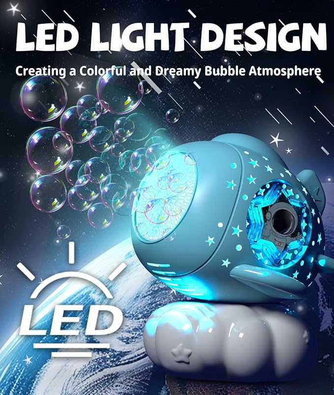 Rechargeable Bubble Machine with LED Light - Make Large Bubbles - 600mL Automatic Cloud Airplane Bubble Maker for Kids - Party Birthday Gifts Outdoor Toys for Toddlers Ages 3+ Boys Girls