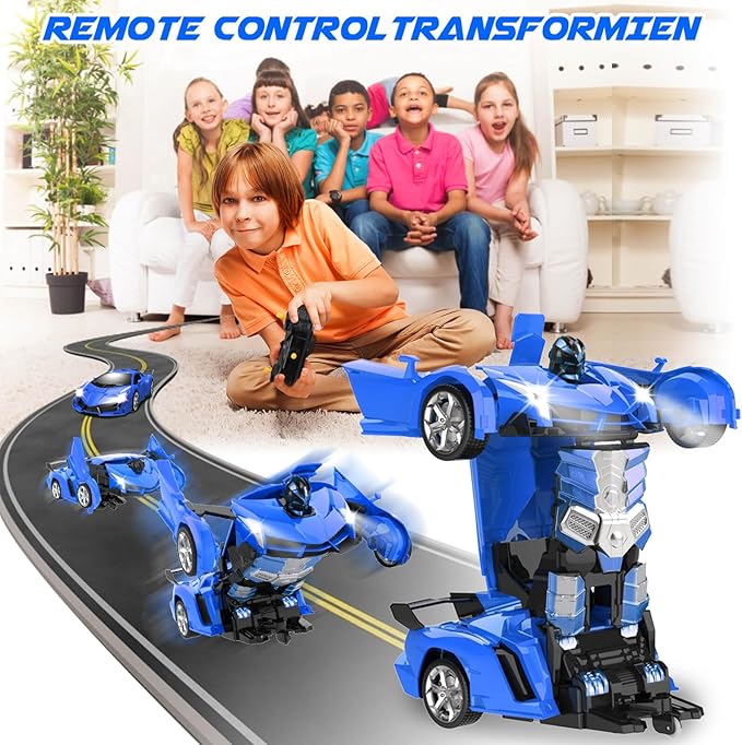 Remote Control Car Toys - Transforming RC Cars for Kids, Transform Toys Car Robot, Gift Kids Toys for 3 4 5 6 7 8 10 12 Years Old Boy, Blue