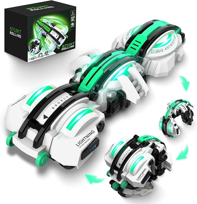 BAZADER RC Car with LED Lights - Remote Control Car Snakes 360° Roll Toy, Birthday for Kids Age 7 8 9 10 11+ Year Old, 2 Batteries 60+min, Indoor/Outdoor Toy for 6-12 yr Teen Boys