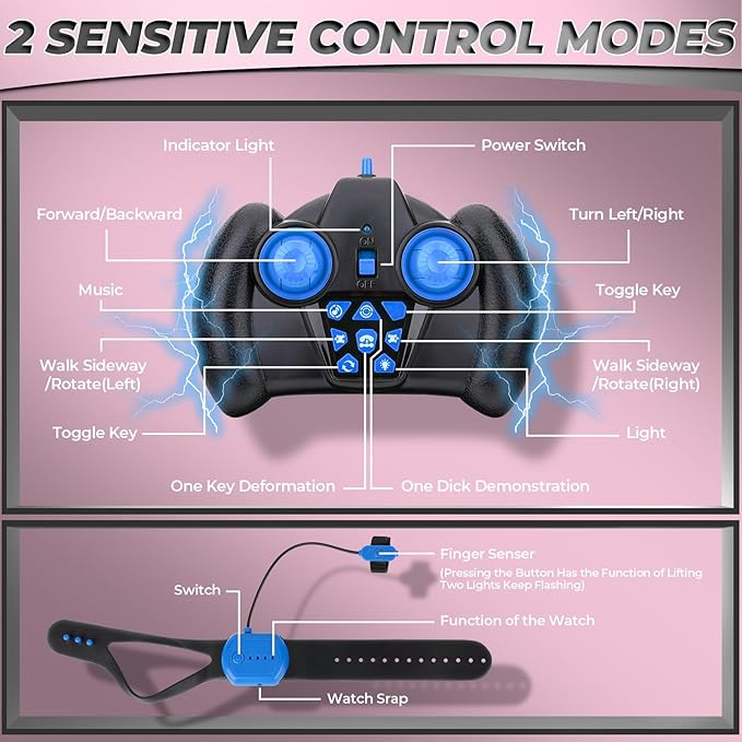 Dysaim Gesture RC Car, Gesture Sensing RC Stunt Car Toys for Kids 6-12 yr, 2.4GHz 4WD Hand Remote Control with Lights Music, Off-Road 360° Rotation Drift for Birthday Toy Gifts