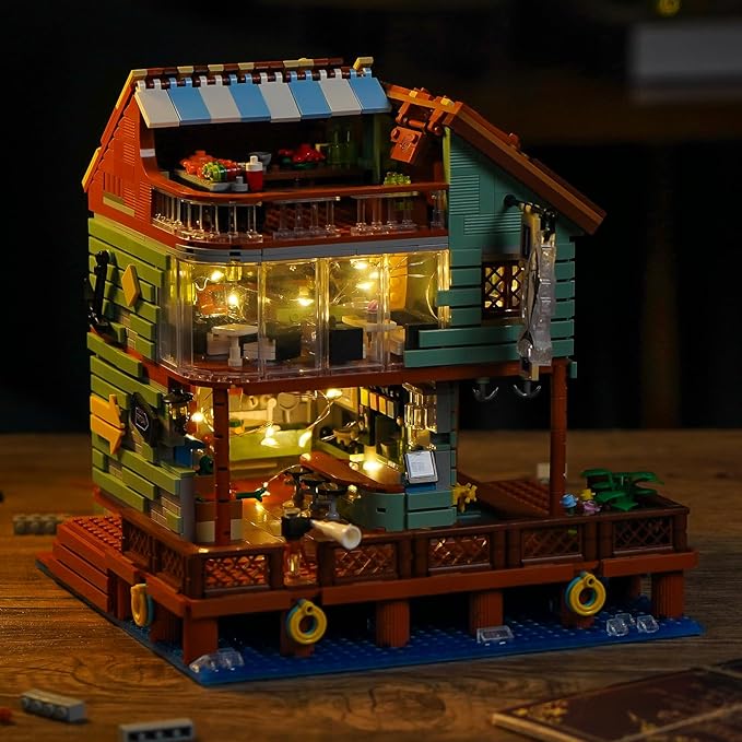 Harbour Restaurant House Mini Bricks Building Kit, Ideas Creative Architecture Building Toys Birthday Gift for Adult Boys Girls -2096 Pieces (Not Compatible with Lego Set)
