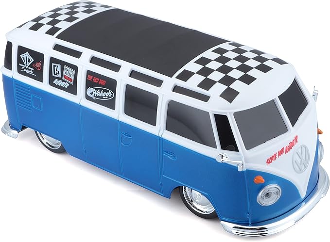 Maisto 1:24 RC VW Van Samba 2.4GHZ Remote Control Vehicle, White/Blue (81529-00000009)
