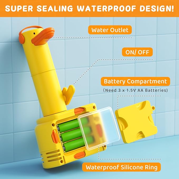 3-IN-1 Play Sink with Running Water, Kids Kitchen Sink Toys with Electric Duck Faucet, Pretend play kitchen accessories, play food, Water Slide Track, Pool Floating Fishing Game Gift Toy for BoysGirls