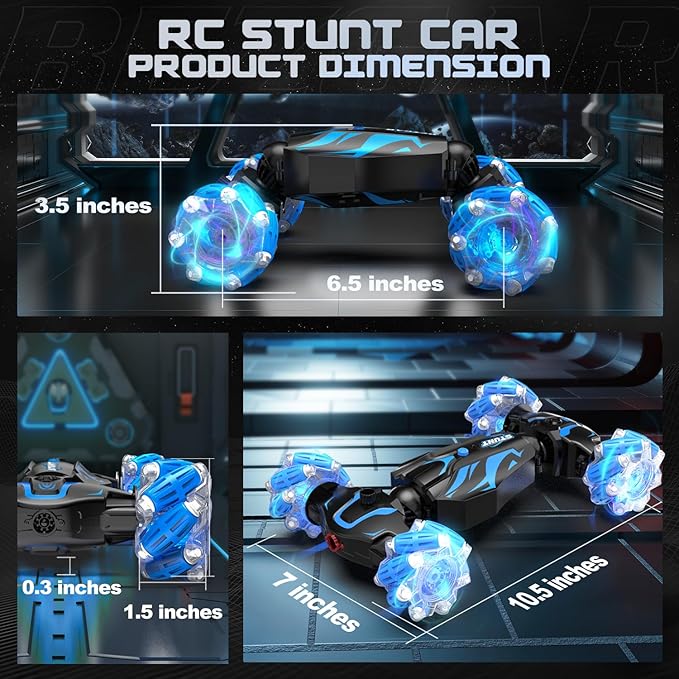 BEZGAR Gesture Sensing RC Stunt Car - Boys Toys Age 6-12, 2.4Ghz Remote Control Twist Car with Light & Music, 4WD Hand Controlled RC Cars, Birthday Gifts for Kids 6 7 8 9 10 11 12 Years Old