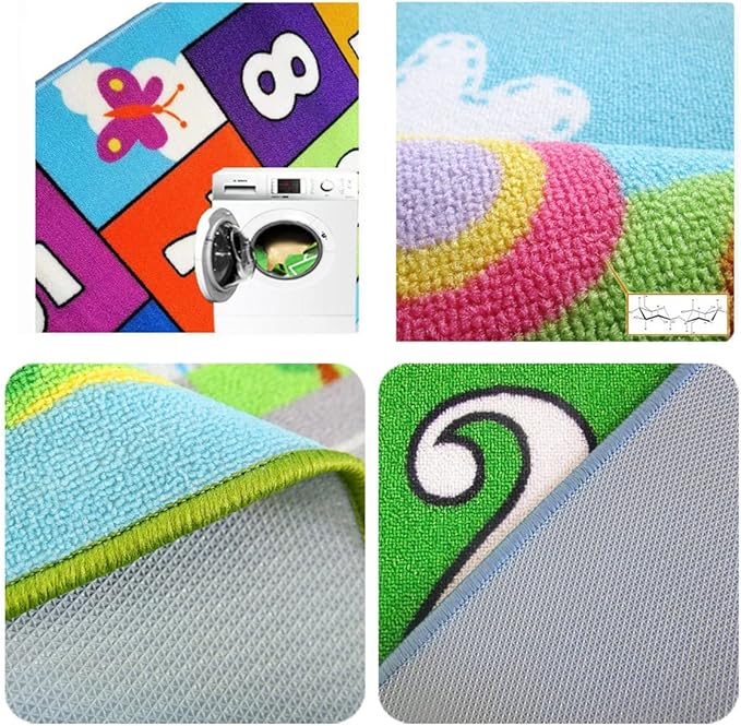 Hop and Count Hopscotch Rug, Kids Floor Play Area Rug Game Carpet Crawl Jump Mat, Children Numbers Learning Non-Slip Rug, Great for Ages 3 to 7 Boys Girls, Home Decor, 26''x78''