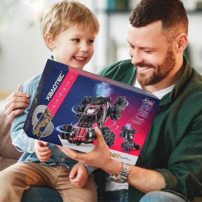 8WD RC Stunt Car, Gesture Sensing Remote Control Cars with Light & Music & Spray, for Age 3-7 Years Old Kids Birthday Gifts