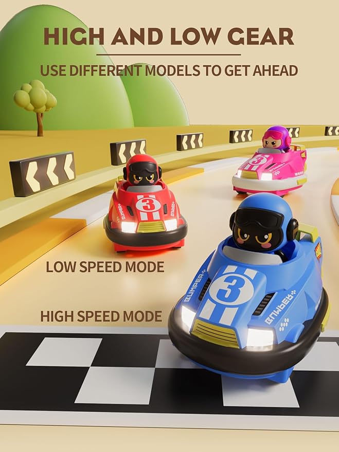 ATHLERIA 2pcs Toddler Remote Control Car Toys for Kids Age 3+,RC Bumper Car Race Vehicles,Two Player Competitive Games,Christmas Birthday Twin Gifts for 4 5 6 7 8+ Year Old Boys Girls Teens(Blue+Red)