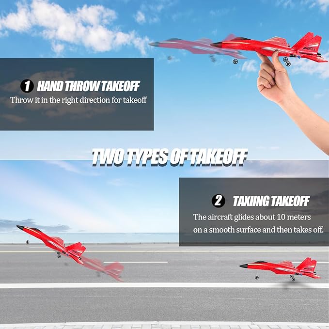 RC Plane for Kids Over 12 Years and Up,2CH Foam Remote Control Airplane Wireless Toys,Hobby RC Glider Aircraft Gifts for Beginners Boys Girls Adult Red