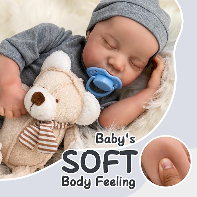 Jirachi Lifelike Reborn Baby Dolls Boy,18 Inch Soft Cloth Body Realistic Reborn Dolls That Look Real Adorable Sleeping Newborn Baby Dolls with Accessories for Kids Age 3+