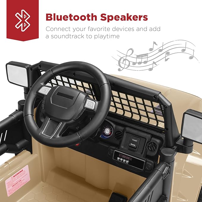 Best Choice Products 12V Kids Ride On Truck Car w/Parent Remote Control, Spring Suspension, LED Lights, AUX Port - Sand