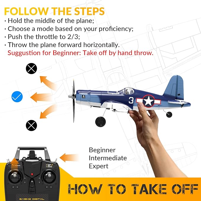 4CH RC Plane, P51D RC Airplane with 3 Modes High Speed Engine, Remote Control Airplane with Xpilot Stabilization System & Aerobatic, Remote Control Plane Gift for Kids & Adults