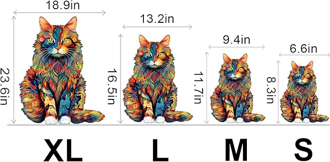 WOODBESTS Wooden Puzzle for Adults, Maine Cat Puzzle (L, 300pcs, 16.5"x13.2") Beautiful Wooden Box, Wooden Jigsaw Puzzles Unique Shape, Birthday Gifts for Adults and Kids Family Game