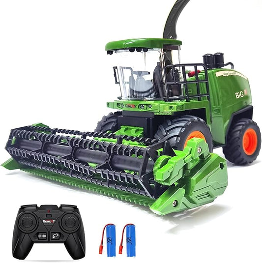 Remote Control Tractor Toy - RC Truck for Kids with Spray Function/LED Light/Realistic Sound, 2 Rechargeable Batteries, Toddlers Farm Vehicle Toys for 3 4 5 6 7 8 Year Old Boys Christmas Birthday Gift