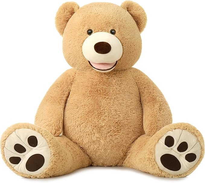 MorisMos Smile Giant Teddy Bear, 51inch Large Stuffed Bears with Big Footprints, Big Stuffed Animals Cuddly Plush Gifts for Girlfriends, Boyfriend, Brown