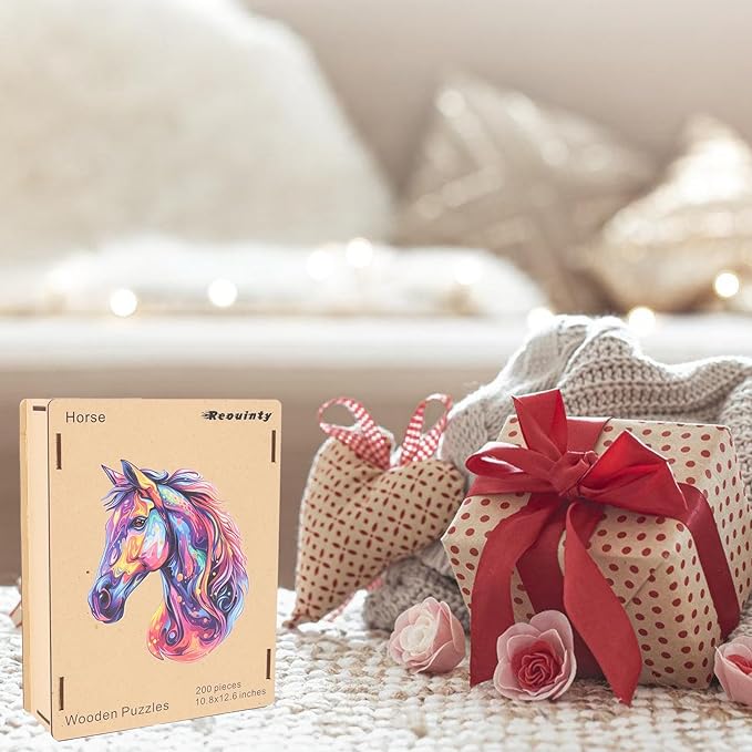 Puzzles for Adults 1000 Piece, Horse Liberty Cool Puzzles Wooden Jigsaw 22 * 25.6 in, Unique Shape Animal Adult, Irregular Wood Best Gift for Adults and Kids Family Game