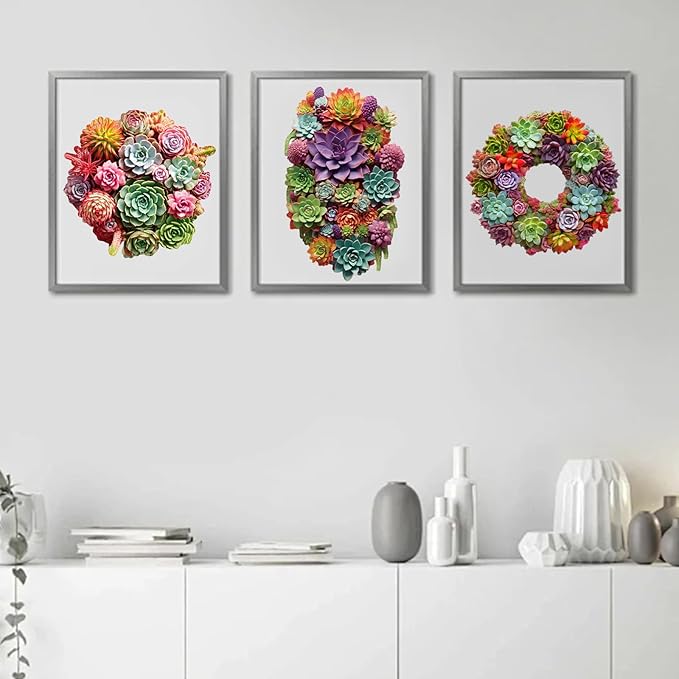 Succulent Garland Wooden Puzzles for Adults, 500 Pieces Mandala Jigsaw Puzzles, Unique Shaped Royal Size Wood Puzzle Gift for Kids, Family Game 17.6'' x 16.5''