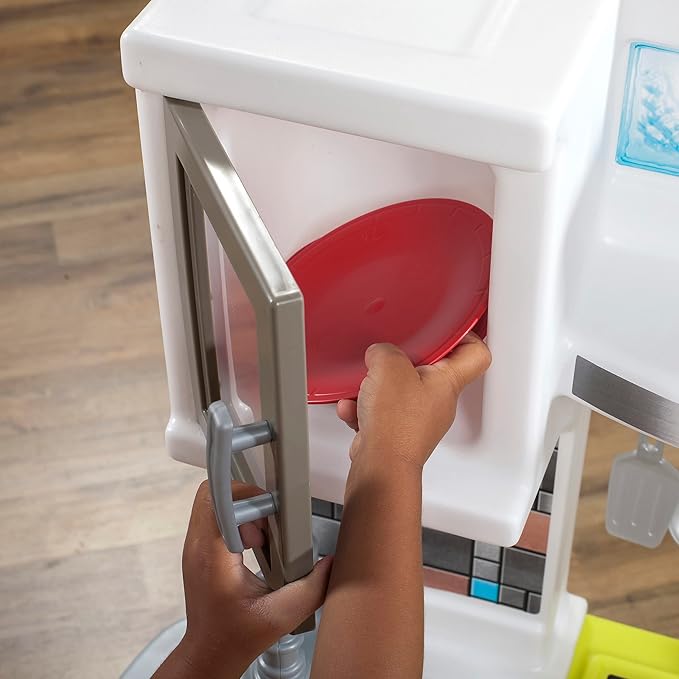 Step2 Contemporary Chef Kids Kitchen Playset, Indoor/Outdoor Kitchenette, Interactive Play with Lights and Sounds, Made of Durable Plastic, Includes 25 Piece Toy Accessories, For Toddlers 2+ Years Old