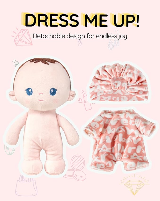 Soft Baby Doll Toys (9''), My First Baby Rag Doll for 1 Year-Old Girl Birthday Gift, Christmas Plush Toys Gift for Toddler Kids Infants-Pudding Baby