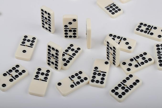 Smilejoy Dominoes Set for Adults, Double Nine Domino Set for Classic Board Games, Dominoes Double 9 for Family Games with Natural Wooden case with Spinner 55pcs
