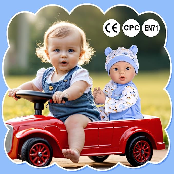 Aori Reborn Baby Dolls Boy - 18'' Realistic Newborn Baby Doll with Blue Feeding Set & Birth Certificate - Lifelike Weighted Body for Role Play, Gift for Kids Ages 3+