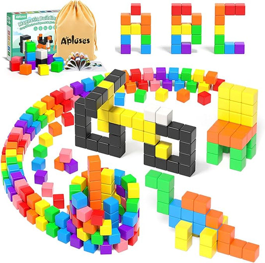 54 PCS Magnetic Blocks, Magnetic Building Blocks for Toddlers 3+, Montessori Toys, Magnet Cubes, Preschool STEM Educational Sensory Magnet Toys for Kids Ages 3-5 Year Old Boys and Girls