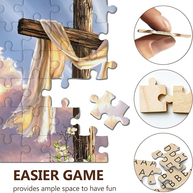 Christian Puzzles for Adults 500 Pieces - He is Risen - Wooden Religious Jesus Puzzles Christian Gifts for Women Men Kids