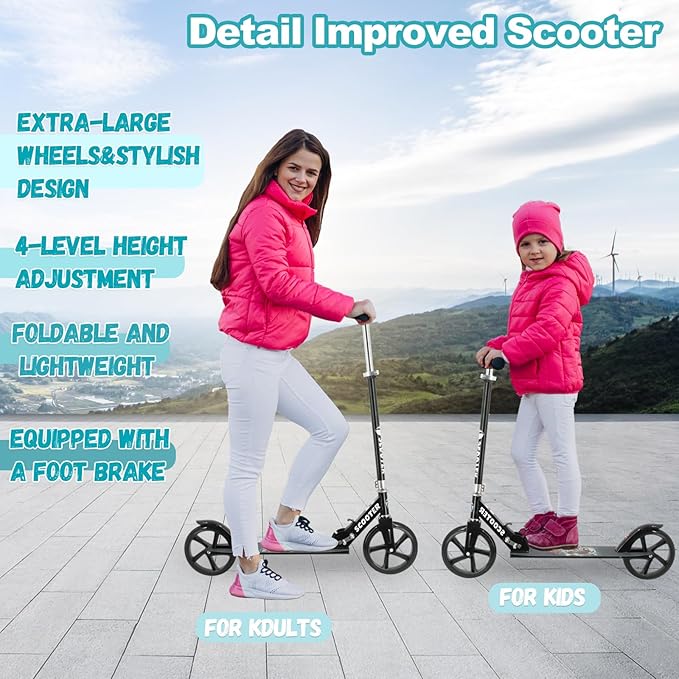 TEMBOOM Scooter Kids Scooters for Kids 6+&Adult,for Kids, Adjustable Handlebar, Foldable Scooter for Kids, Teen
