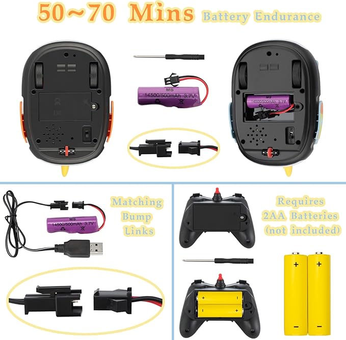 2Pcs Remote Control Cars Toys, Rechargeable RC Speed Bumper Cars, Mini Remote Controlled Ejector Vehicles for Kids Ages 3-8 with Parental Guidance, Birthday Toy Gifts for Toddler Child Teen