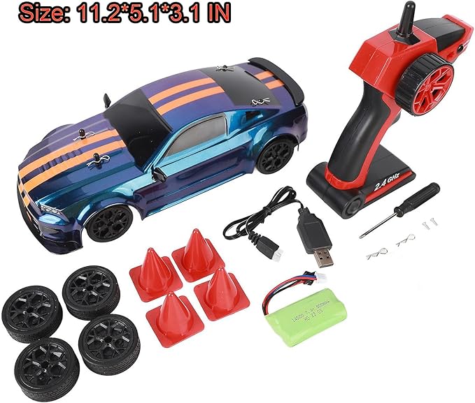 RC Drift Car 1/14 Scale Remote Control Drift Car 4x4 Race RC Vehicle High Speed 30KM/H Remote Control Drifting Toy for Boys Kids RTR with LED Lights 2.4 GHz Drifting and Racing Tires