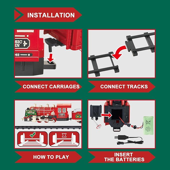 Train Set - Train Set for Under Christmas Tree - Remote Control Train Music, Light&Smoke 14 Pcs Track, Train Sets for Kids, Toddler Model Trains for 3 4 5 6 7 8 9 Years Old Boys, Girls, Birthday Gifts