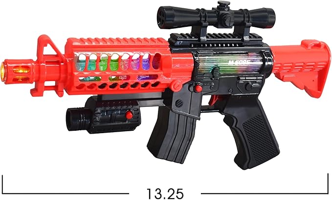 ArtCreativity Toy Rifle Vibrating Toy Guns for Boys, 13.25 Inch Light Up Fake Gun with Sounds, Immersive Vibration, and Batteries Included, Military Toy Machine Gun, Toy Guns for Boys 8-12