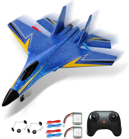 Remote Control Airplane for Kids, 2 Channels Foam RC Planes Wireless Toy,Hobby RC Glider Aircraft Gifts for Beginners Boys Girls Adult Blue
