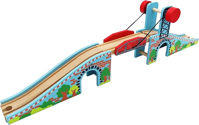 Wooden Train Accessories of Lifting Train Bridge and Battery Operated Locomotive Train for All Brands Wood Track Set