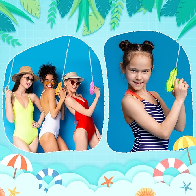 Threan 100 Pack Water Gun for Kids Mini Water Gun Toy Colors Water Squirter Plastic Squirt Pistol Small Fun Water for Adults Teens Summer Pool Beach Water Party Favor Outdoor Game Bath Birthday (Cute)