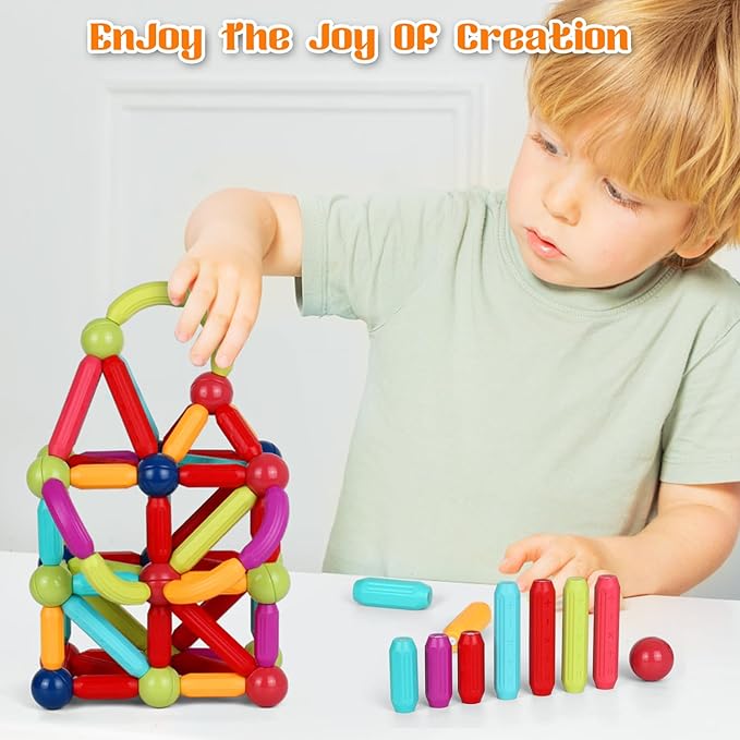 Magnetic Building Blocks Toy, Educational Magnetic Building Sticks, Toddler Toys, Magnet Toy Set, Montessori Toys for Boys Girls, Gift Set for Kid’s Early Educational Learning