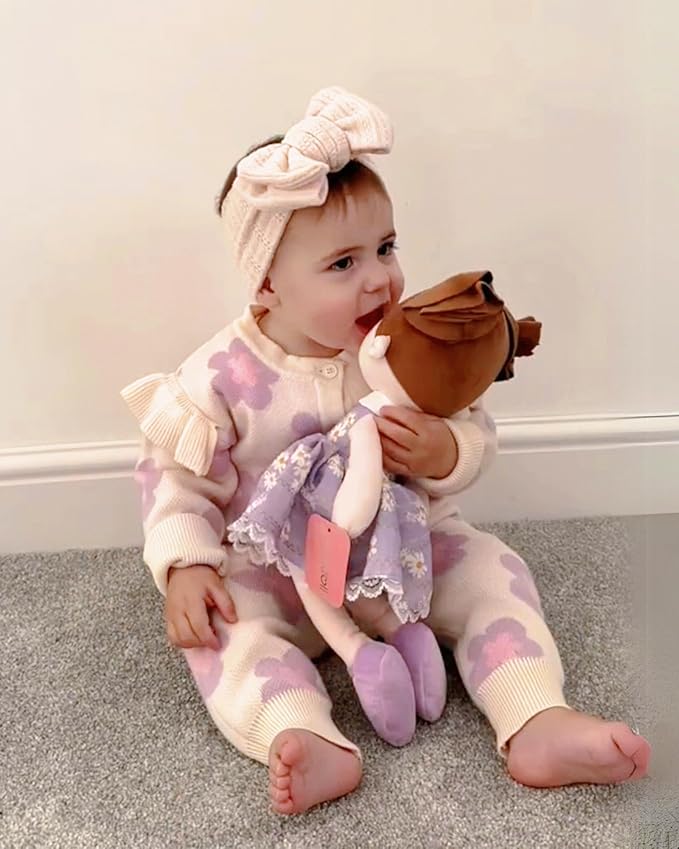 Soft Baby Doll Toys (16''), My First Baby Rag Doll for 1 Year-Old Girl Birthday Gift, Christmas Plush Toys Gift for Toddler Kids Infants-Daisy-Girl-Light-Purple