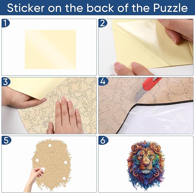 Wooden Puzzles for Adults, Lion Jigsaw Puzzles 200 Piece, Unique Shape Puzzles for Adults and Kids, Fun Challenging Puzzles Family Game Gift, Medium Size 9.1 x 10.9 Inches